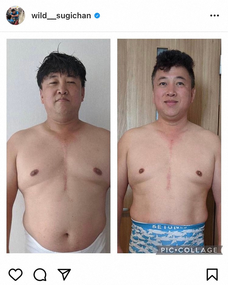 【画像・写真】スギちゃん「べつじんだぜぇ」　8キロ減量の“ビフォーアフター”　フォロワー「かっこ良くなってる」