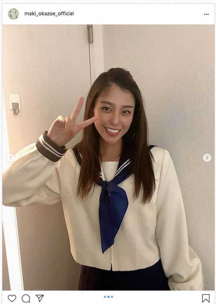 【画像・写真】岡副麻希、憧れのセーラー服ショットに「お許しください」　フォロワー「違和感ない」「現役高校生かと」