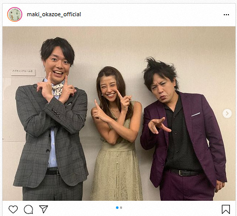 【画像・写真】岡副麻希、ハニカミ「ぺこぱポーズ」　本家とのスリーショットに「エンジェル」