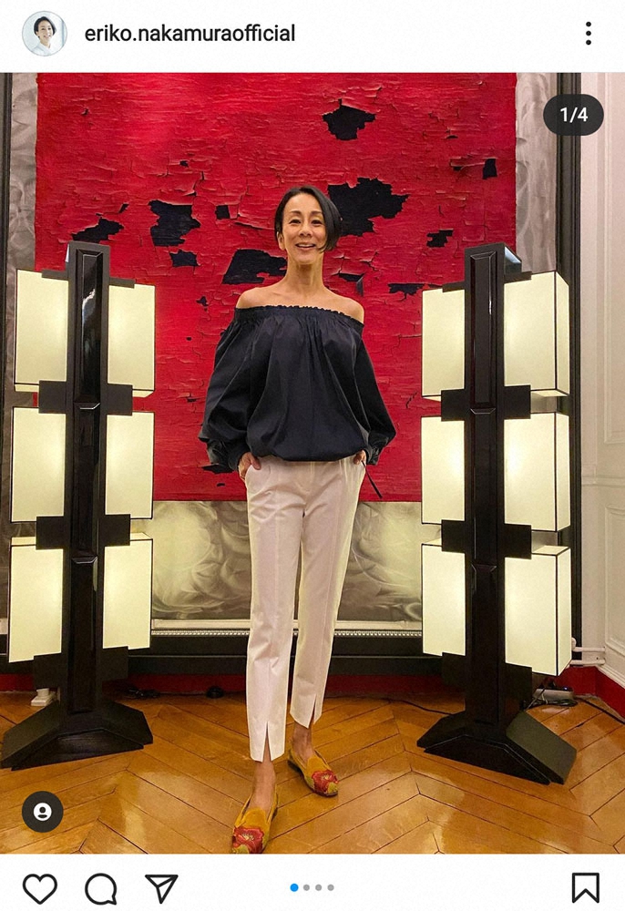 【画像・写真】中村江里子　自身が手掛けた両肩出しブラウス披露　フォロワー「スタイル抜群!!」「素敵すぎ」の声
