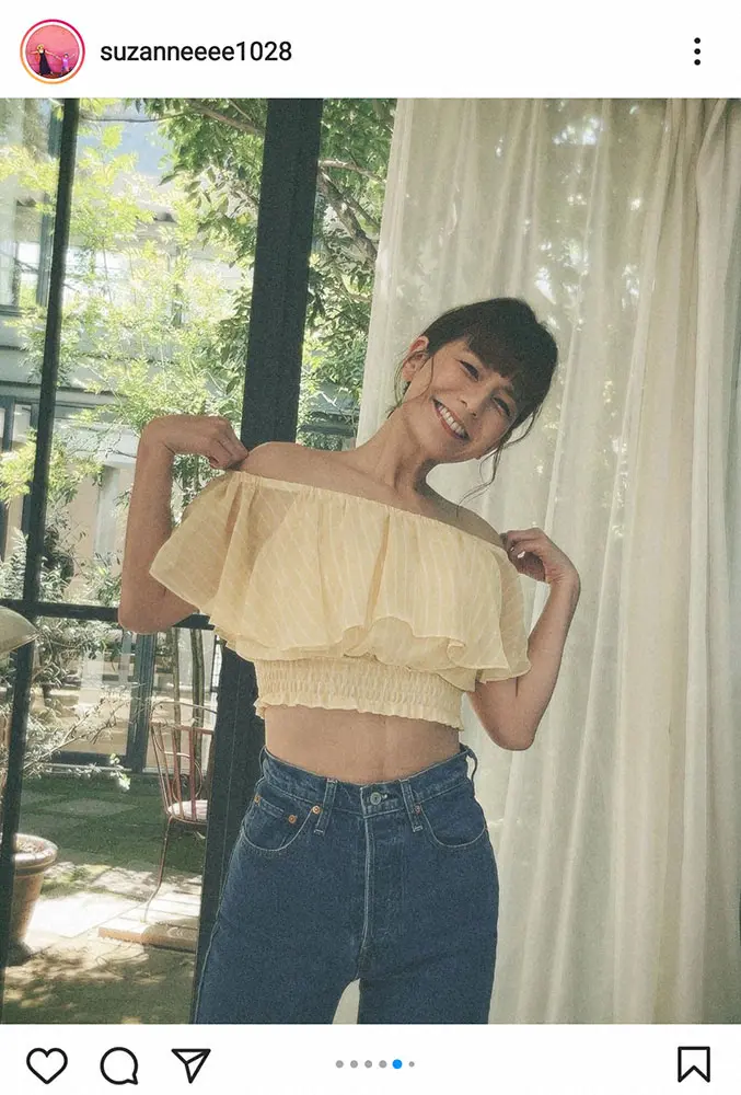 【画像・写真】スザンヌ　美鎖骨＆縦線入った腹筋にファン「肩とくびれがセクシー」の声