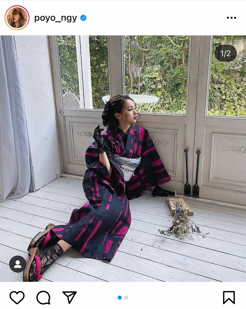 【画像・写真】ゆきぽよ　ブラック＆ピンクの浴衣ショットで“大人の色気”　「色っぽい」「感動的な美しさ」と反響