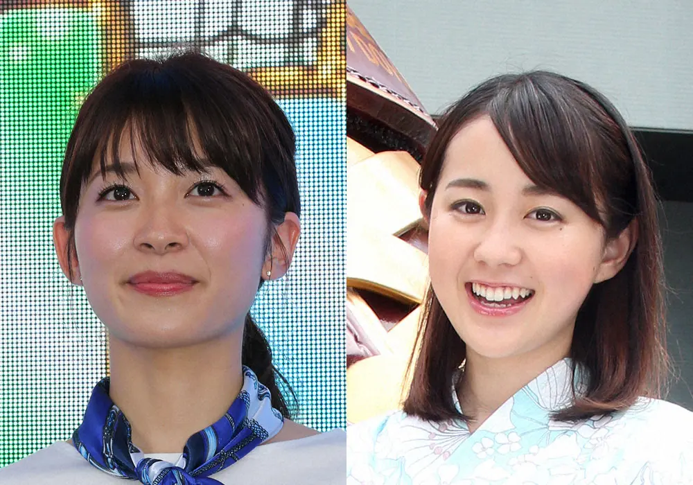 TBSの山本里菜アナ（左）と若林有子アナ