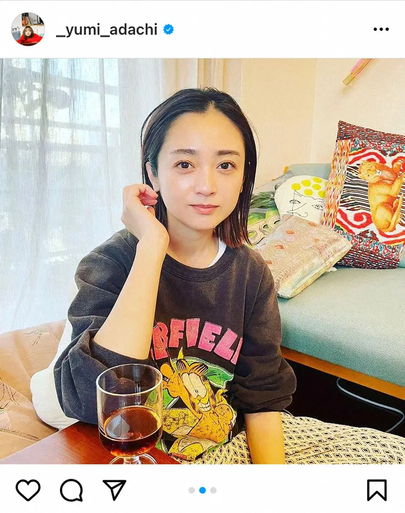 【画像・写真】安達祐実　リラックスムード漂うすっぴん姿に反響「すっぴん、綺麗過ぎる」「同じ年齢とは思えない」