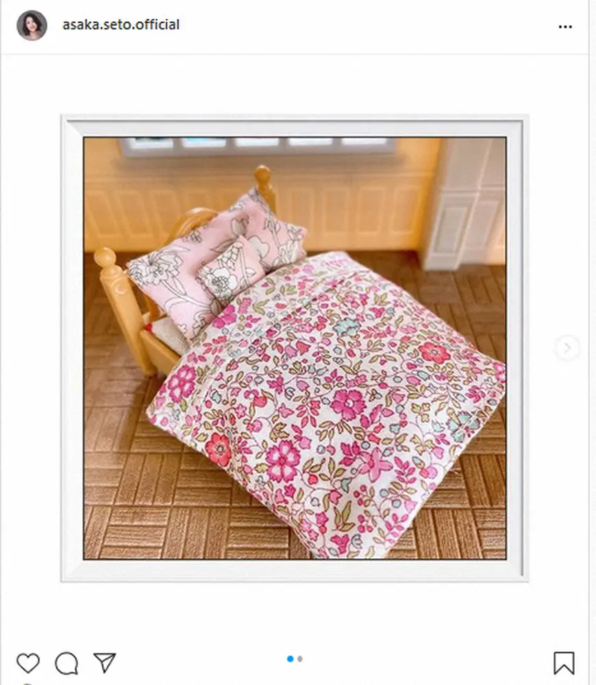 【画像・写真】瀬戸朝香　娘のために「老眼と戦いながら」ミニ寝具づくり　フォロワー絶賛の嵐「すごい！」「器用！」