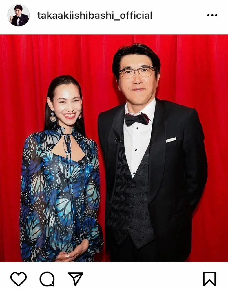 【画像・写真】とんねるず石橋貴明「スレンダーだぜぇー」水原希子との2ショット公開　フォロワー「2人とも素敵」