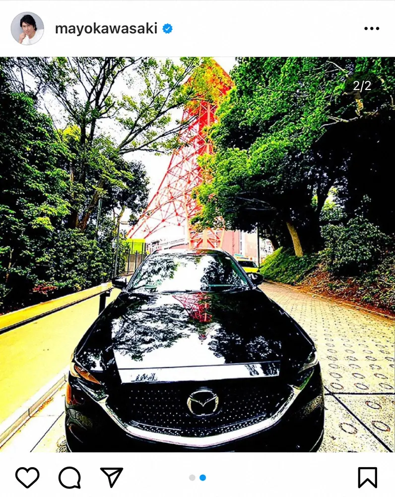 【画像・写真】川崎麻世　美しすぎる愛車CX-8のボンネットリフレクション披露　「こんなに綺麗とは」「素敵」の声