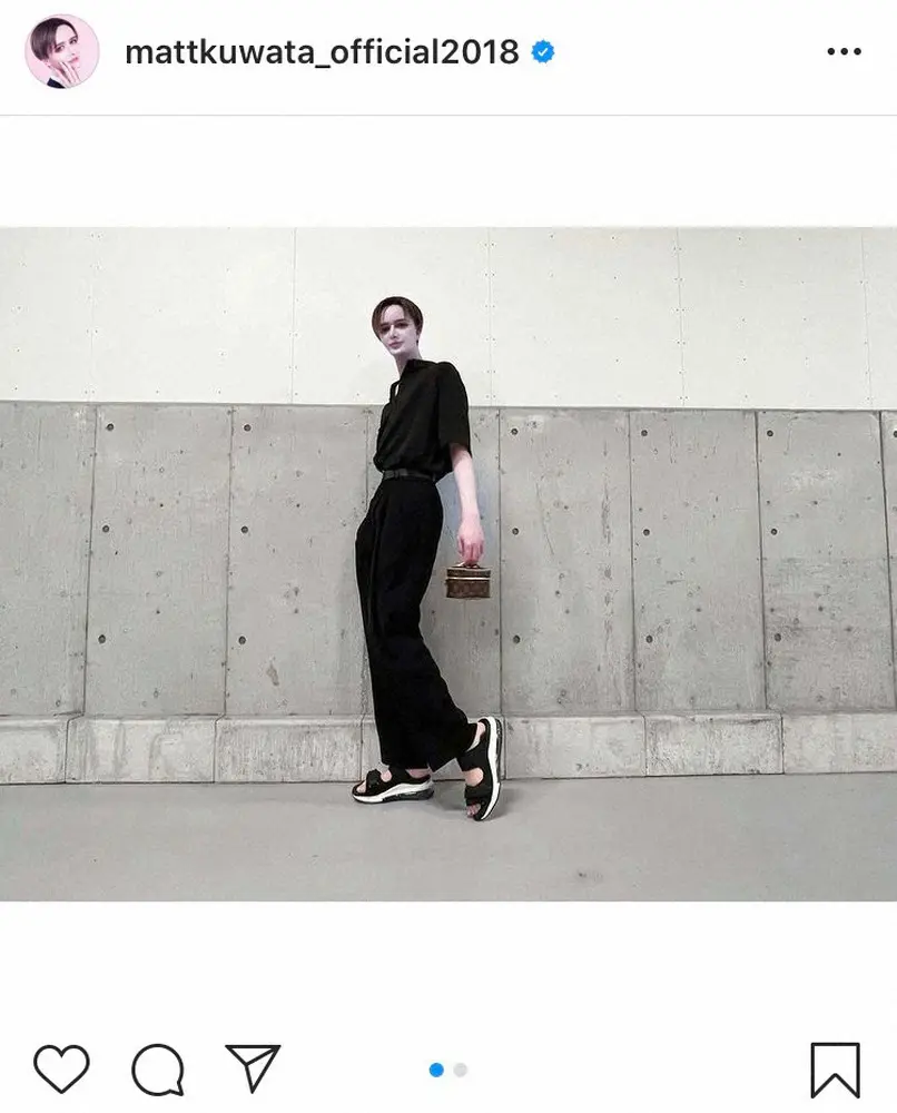 【画像・写真】 Matt　すらり10頭身！黒コーデショットに反響　「お顔が小さくて羨ましい」「綺麗すぎて焦る」の声