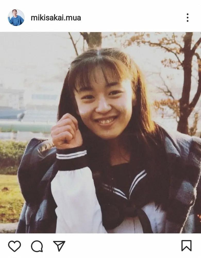 【画像・写真】酒井美紀　27年前の初々しいセーラー服姿にフォロワーもん絶「美少女ですかぁ～」「天使すぎます」