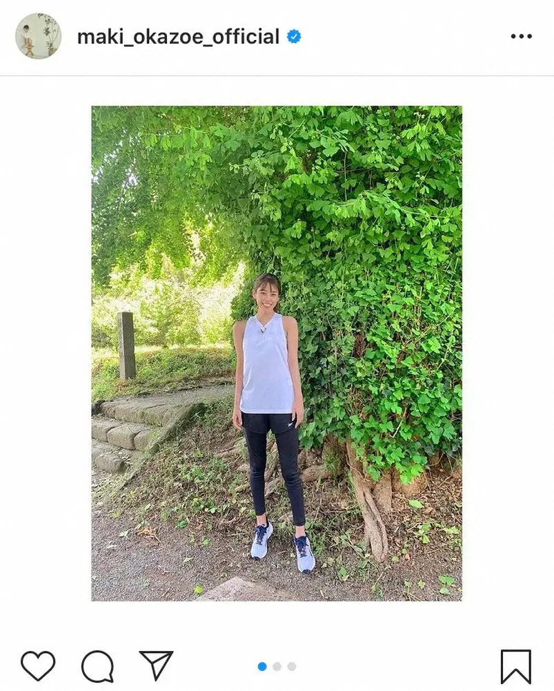 【画像・写真】岡副麻希　ノースリーブの健康美に「超可愛い」「アスリートの装い」の声