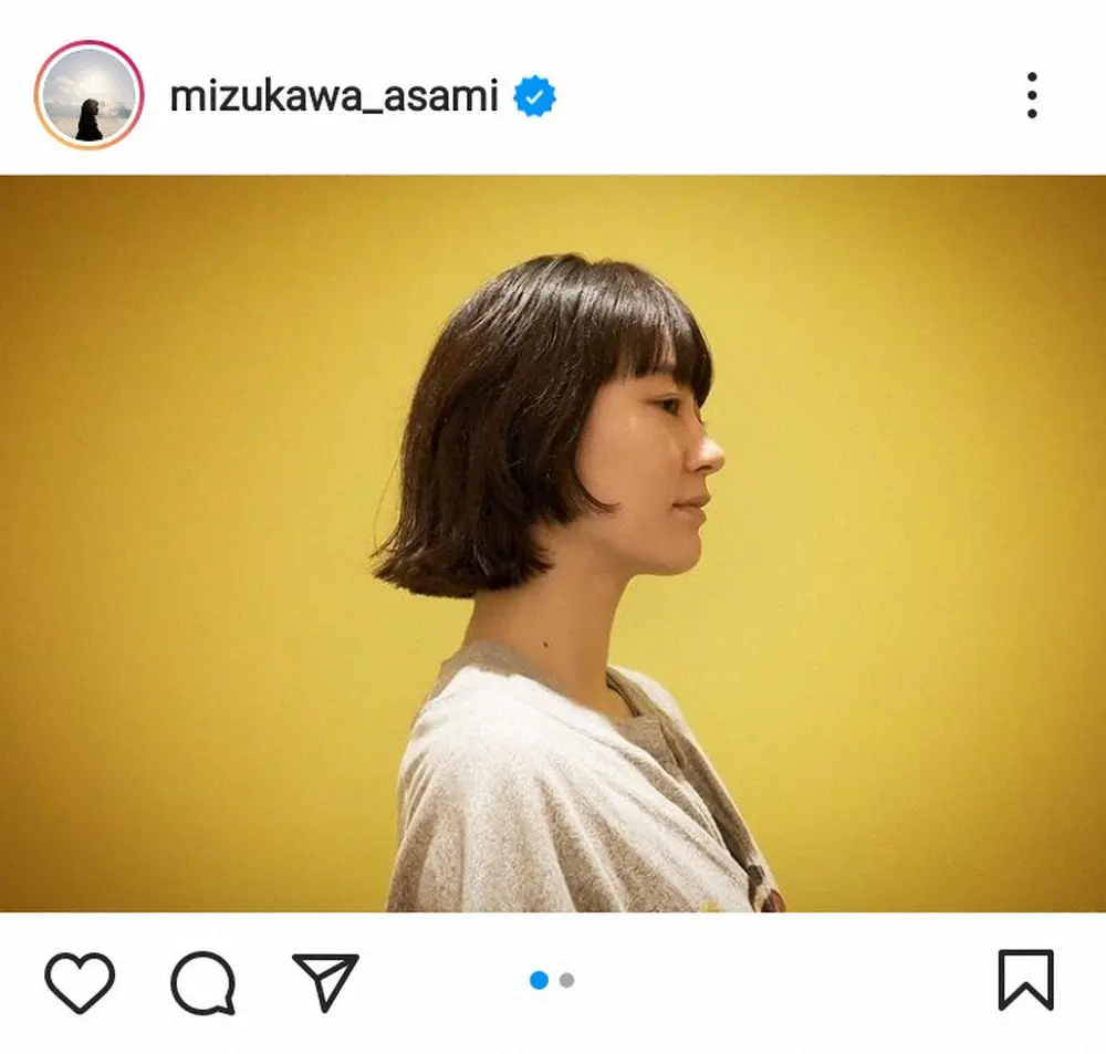 【画像・写真】水川あさみ　すっぴん＆バッサリカットのボブヘア披露に「お洒落」「横顔も可愛い」「モードな感じ」の声