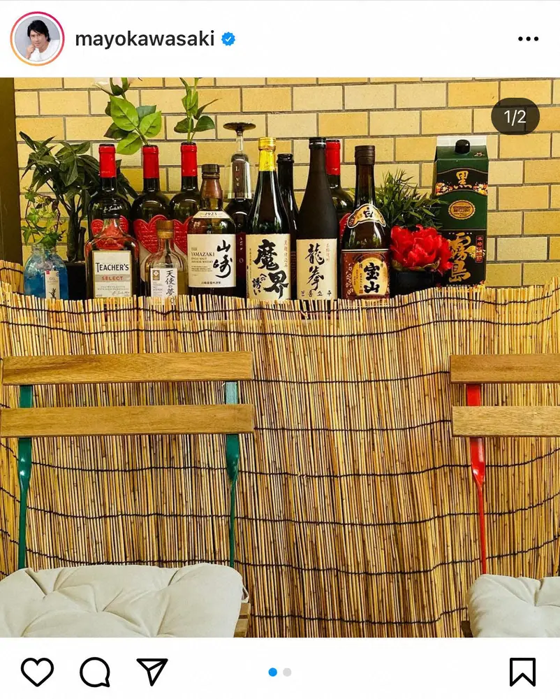 【画像・写真】川崎麻世　おしゃれすぎる自宅庭の「ミニバー」にファン仰天「お店!?」「自宅とは思えない」