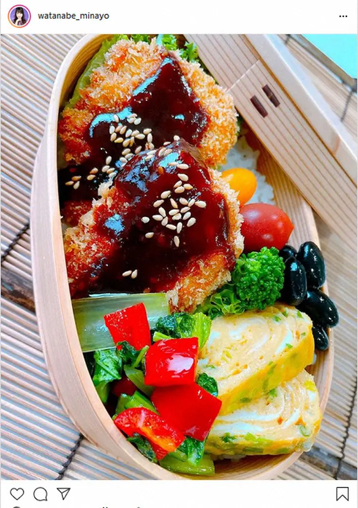 【画像・写真】渡辺美奈代　次男用味噌カツ弁当披露　フォロワー「キラキラしてる」「カラフルお弁当ステキ」