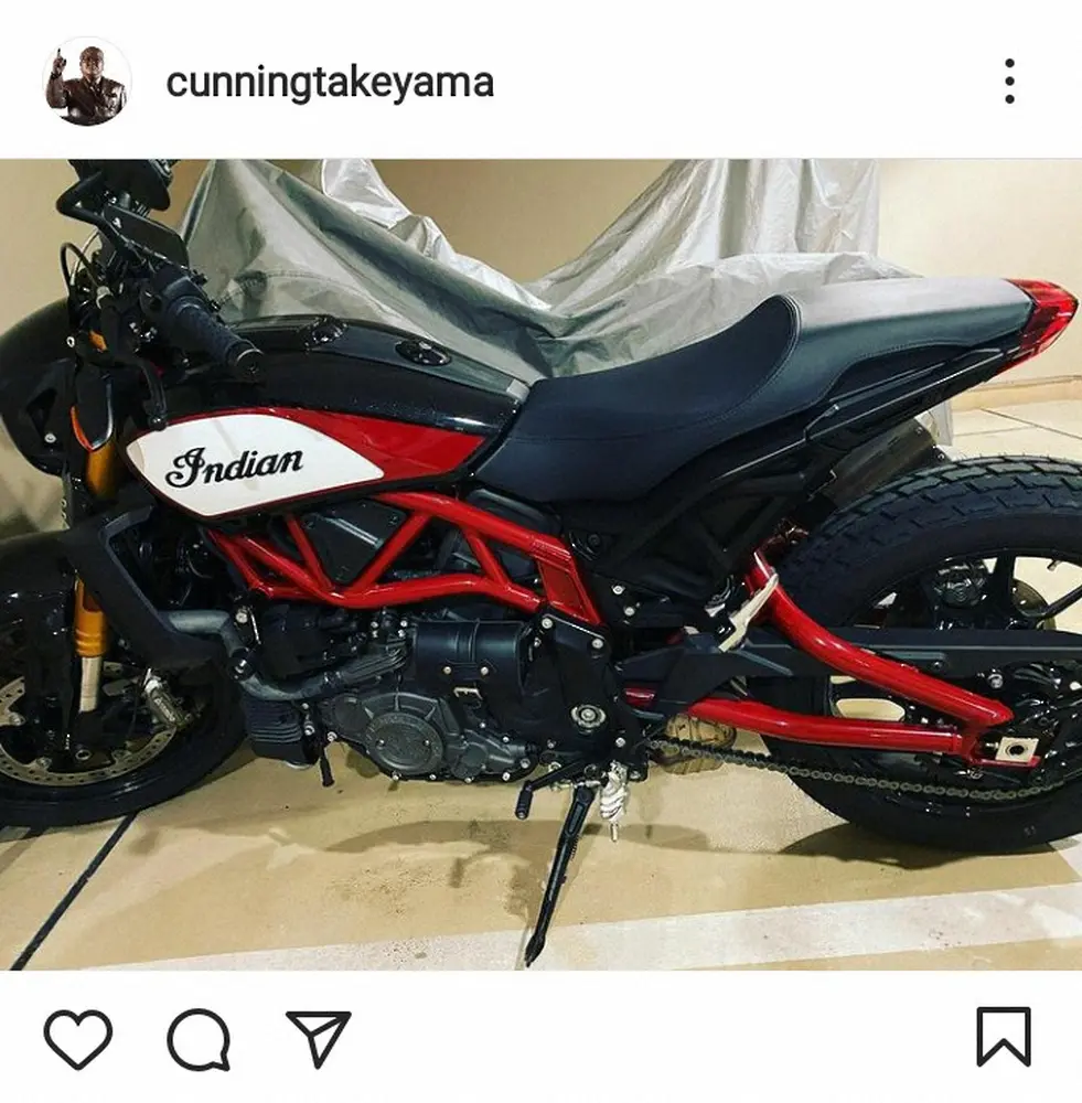 【画像・写真】カンニング竹山　“渋い”愛車バイク・インディアンFTR1200披露も「こいつ中々俺を認めてくれない」