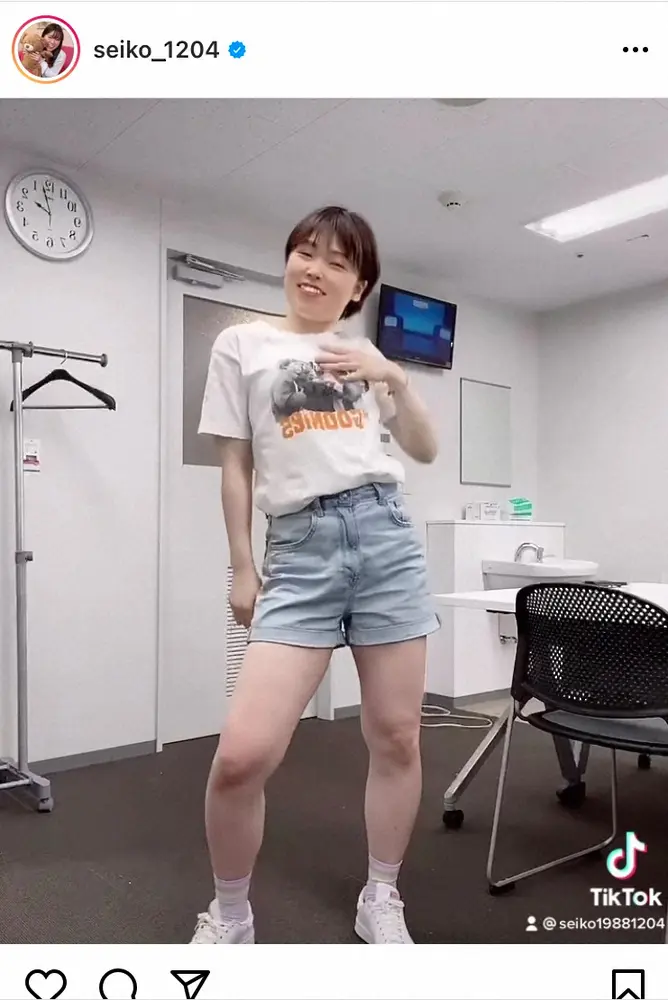 【画像・写真】尼神インター誠子　Tシャツ&ショーパンでキュートTWICEダンス披露　フォロワー「アイドルみたい」