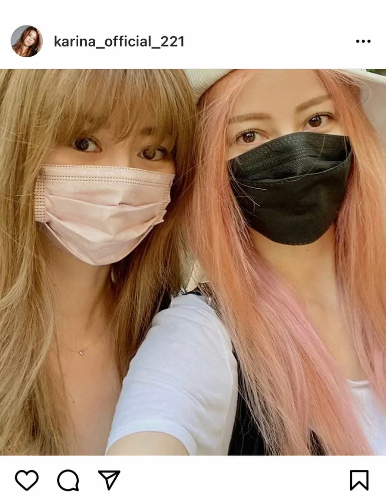 【画像・写真】“ピンク髪”香里奈　“金髪”姉・えれなとの顔寄せマスク2ショットに「画力…圧倒的」「美人姉妹」