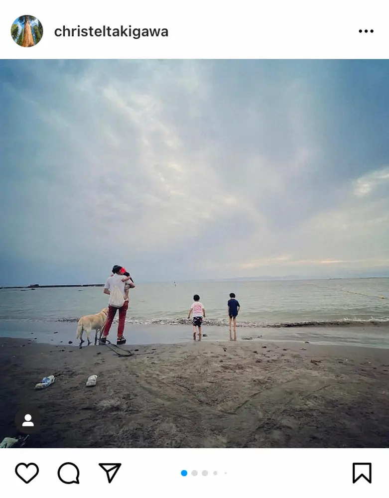 【画像・写真】滝川クリステル「いかに子供が喜ぶかが」1歳半の息子と久しぶりの海へ　優しい母の顔に「幸せな気持ち」