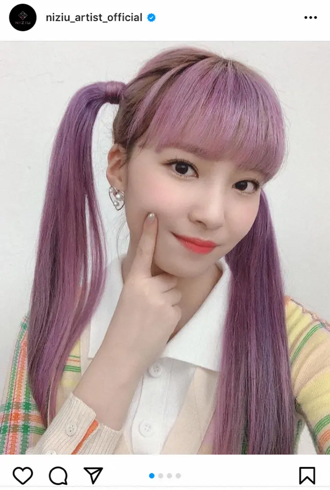 【画像・写真】NiziU・MAYUKA　パープルヘアのツインテール＆MIIHIとの2ショットに「最高」「キュン」