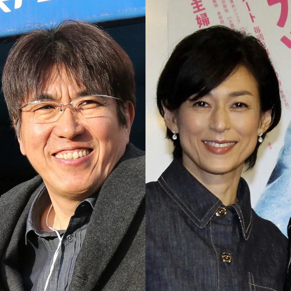 離婚を発表した石橋貴明（左）と鈴木保奈美