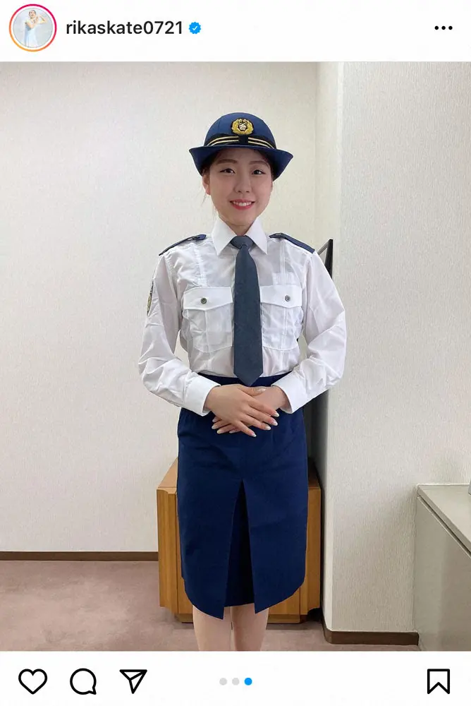 【画像・写真】紀平梨花、警察官の制服姿に「可愛い」「逮捕して下さい」「違和感ない」「婦警さん似合ってる」の声