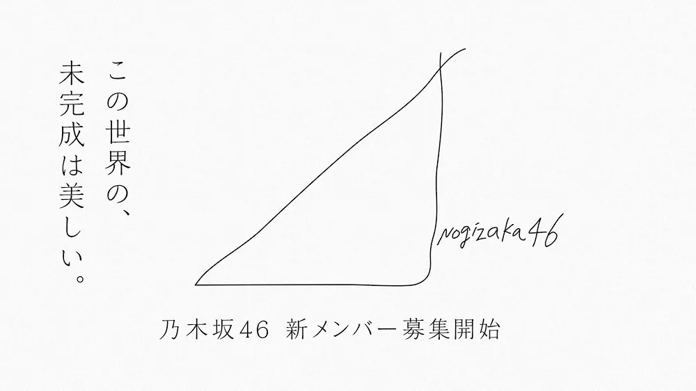 「乃木坂46」新メンバー募集「この世界の、未完成は美しい」のロゴ