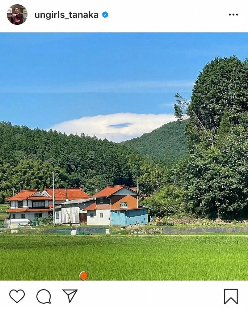 【画像・写真】アンガ田中　「雲が笑って観てました!」ロケ中の風景に「ジブリに出てきそう」「かわいい雲」の声