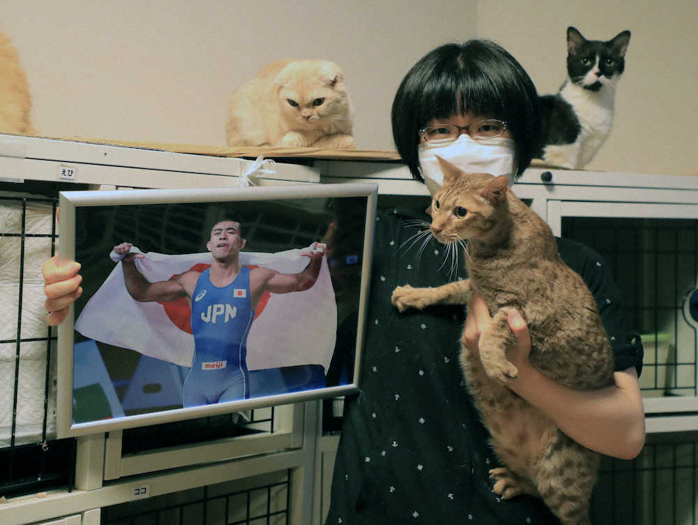 レスリング銀 文田の癒やしは猫カフェ 寡黙な方 猫のそばに座って 笑顔でなでる スポニチ Sponichi Annex 芸能