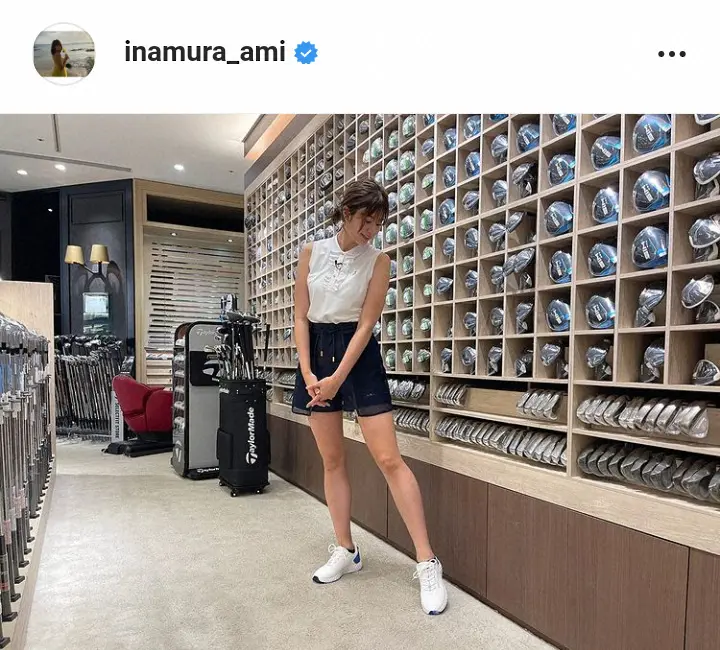 【画像・写真】稲村亜美　ノースリーブ＆ミニボトムのゴルフウエア姿公開に「刺激的すぎます」「脚長～っ！」「美脚」
