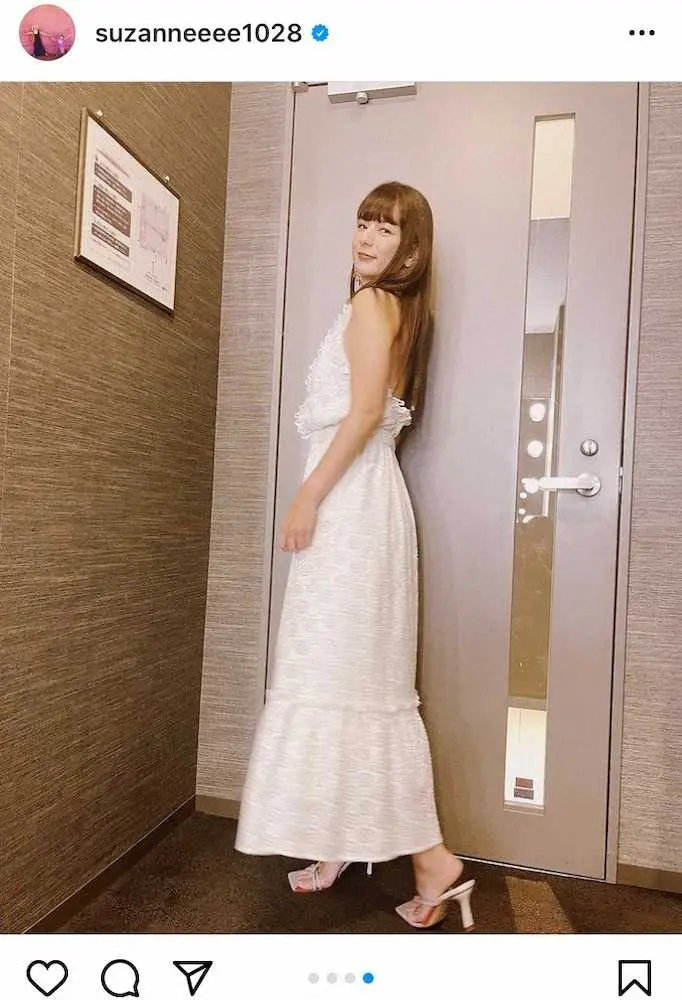 【画像・写真】スザンヌ　背中ぱっくり白ワンピ姿に「セクシー過ぎ」「天使です」の声