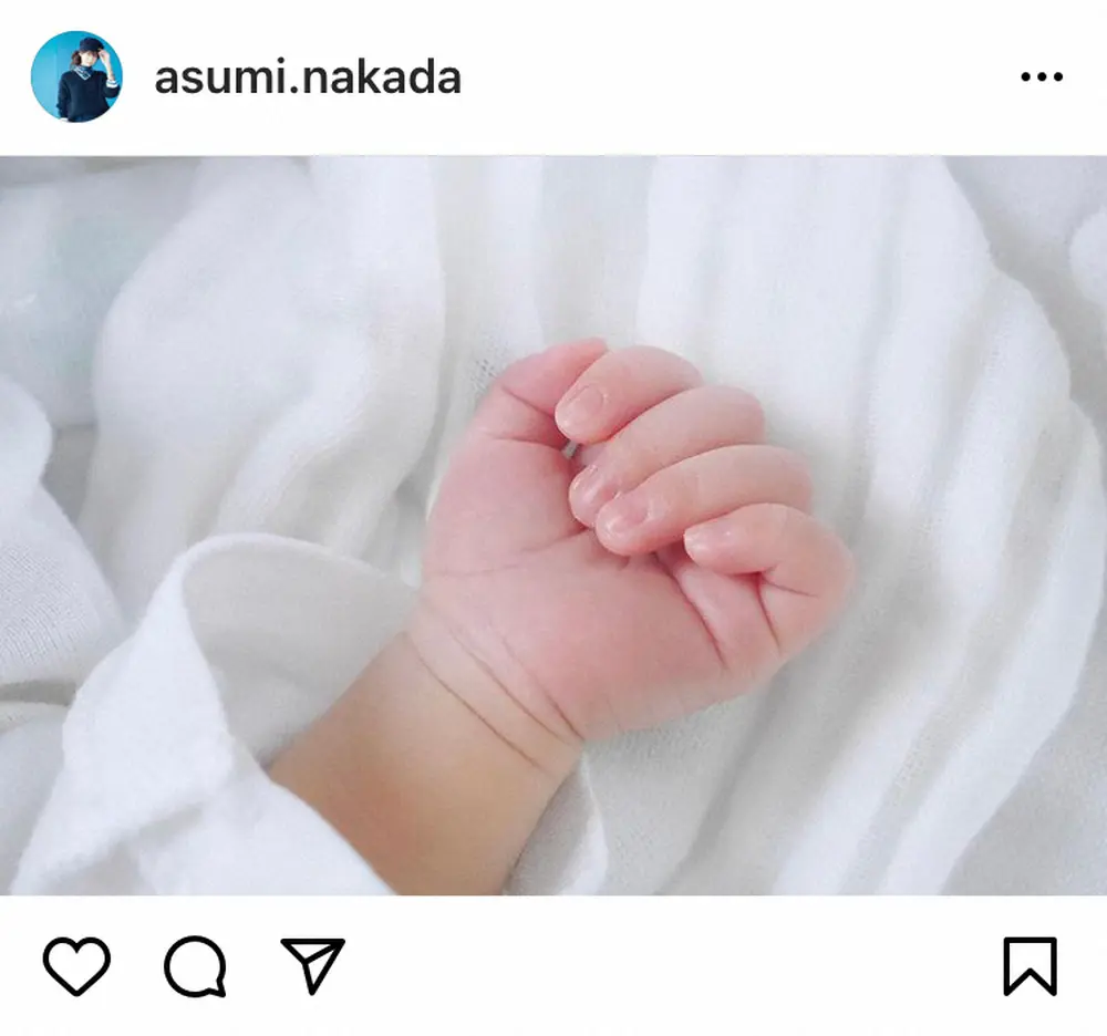 【画像・写真】中田あすみ　第1子男児を出産「我が子に感謝の気持ちでいっぱい」　仕事復帰は「体調の様子を見ながら」
