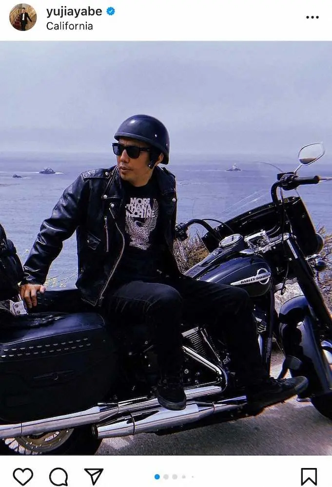 【画像・写真】ピース綾部　愛車ハーレーとのショット　サンフランシスコをツーリング　「かっこいい」の声