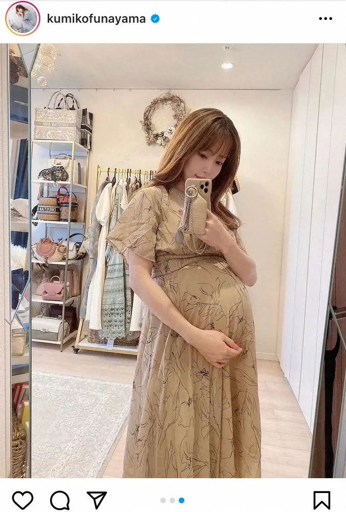 【画像・写真】くみっきー　臨月のふっくらおなか披露　体重10キロ増も「マタニティ服、一枚も購入せず」