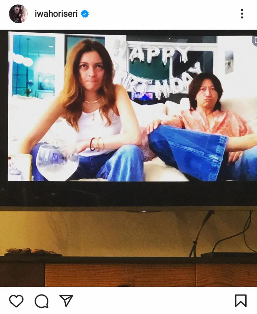 【画像・写真】岩堀せり　自身の誕生日に夫の「GLAY」TAKUROと変顔ツーショットに「どんどん似てきてます」の声