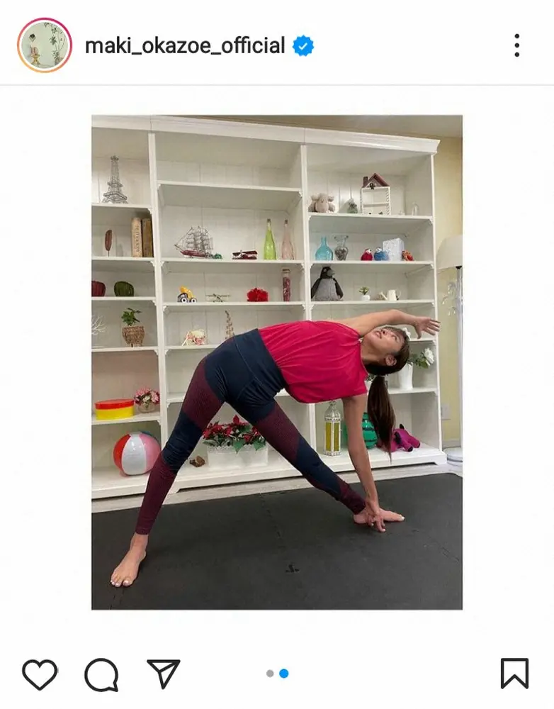 【画像・写真】岡副麻希　スポーツウエア姿で180度開脚にフォロワー仰天「軟体美女」「カッコイー」「気持ち良さそう」