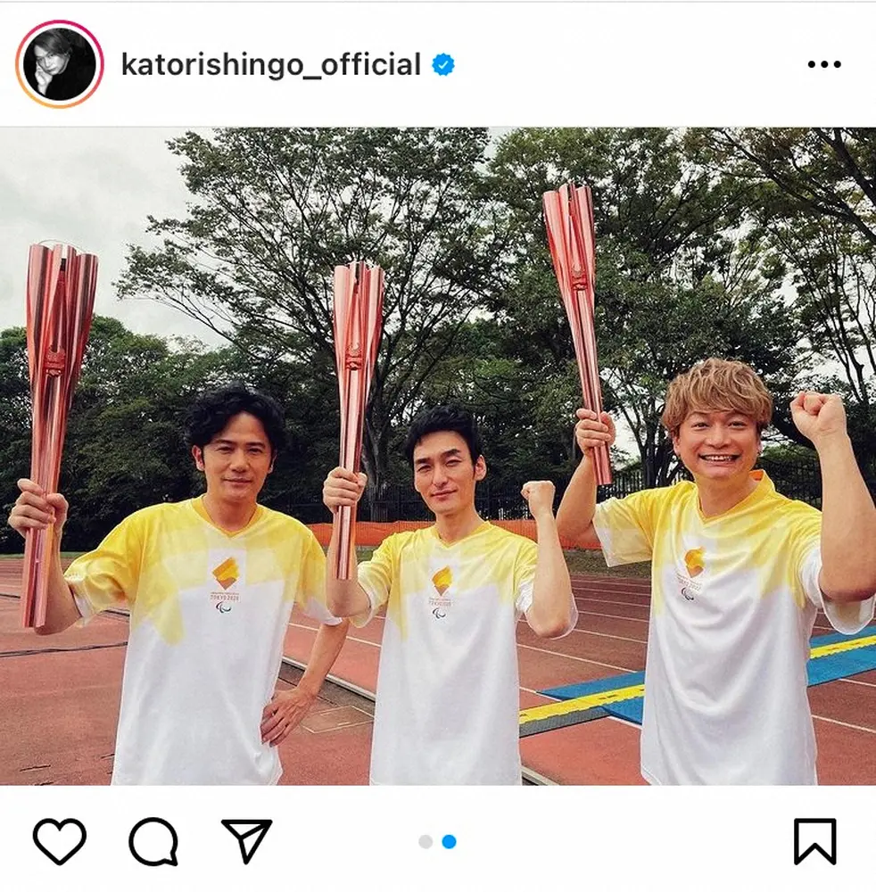 【画像・写真】「新しい地図」稲垣、草なぎ、香取　パラリンピック聖火リレー最終走者務める　ファン「誇らしい」