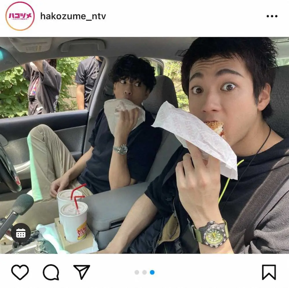 【画像・写真】「ハコヅメ」三浦翔平＆山田裕貴　バーガーを頬張るオフショット公開！「このコンビ好きすぎる」の声