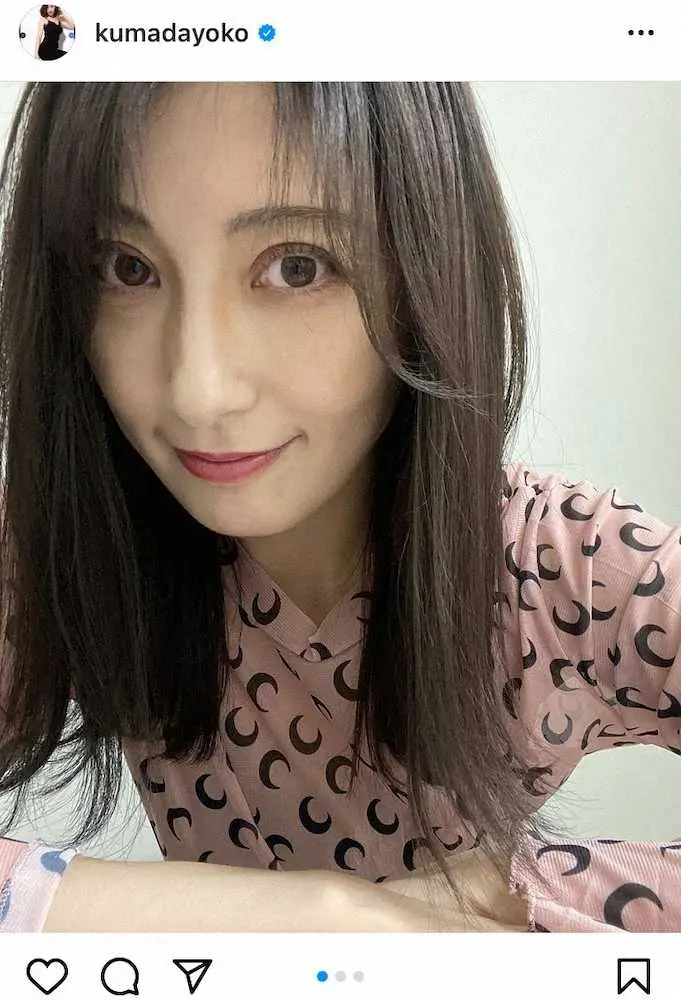 【画像・写真】熊田曜子　黒髪にイメチェン“加工なし”ショット披露に「やっぱり美人」「綺麗な髪色」の声