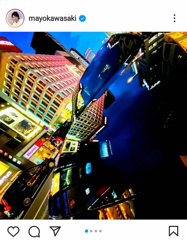 【画像・写真】川崎麻世　夜の銀座で愛車CX-8のボンネットリフレクション「映画のワンシーンみたい」「美しい」の声