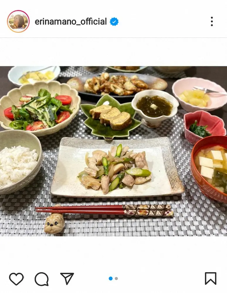 【画像・写真】真野恵里菜　夫・柴崎岳のために作った愛情料理を披露　味付けは青森風「健康的でおいしそう！！」の声
