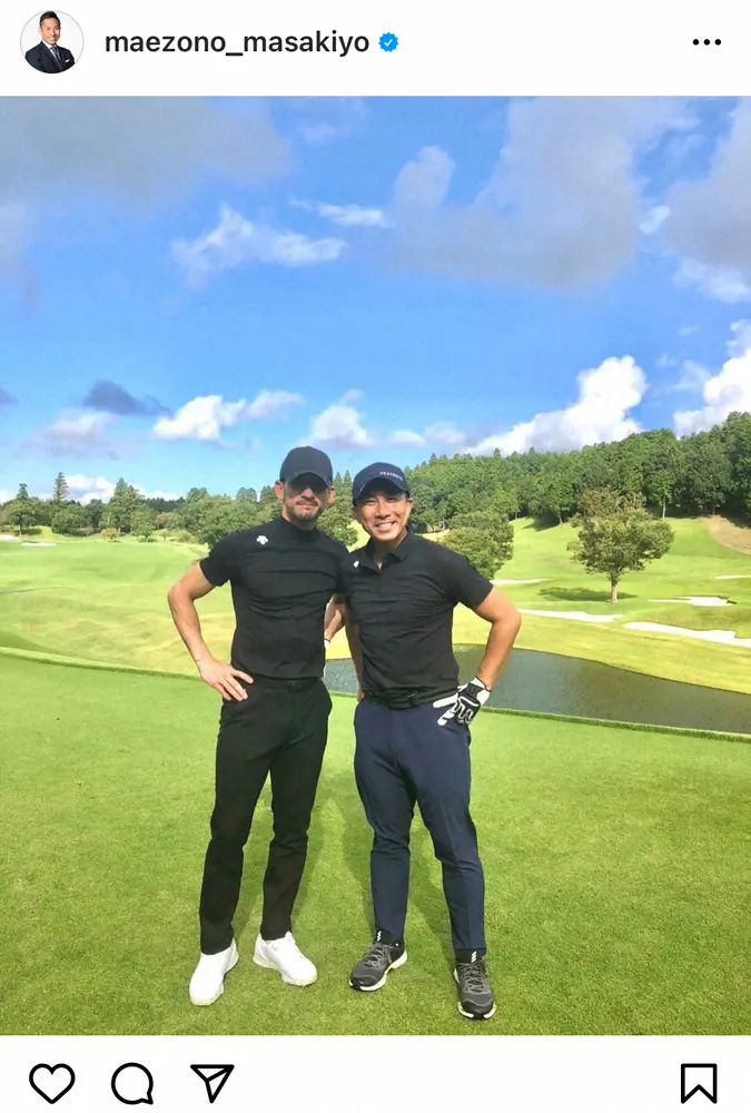 【画像・写真】前園真聖　ゴルフウエアで中田英寿氏との2ショット披露！　ファン「大好きなお二人」「最強タッグ」