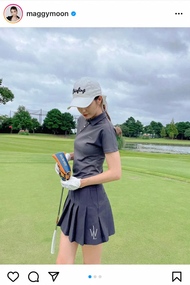 【画像・写真】マギー　ミニ丈プリーツスカートのゴルフウェア姿披露！　ファン「凄いスタイル」「美脚」