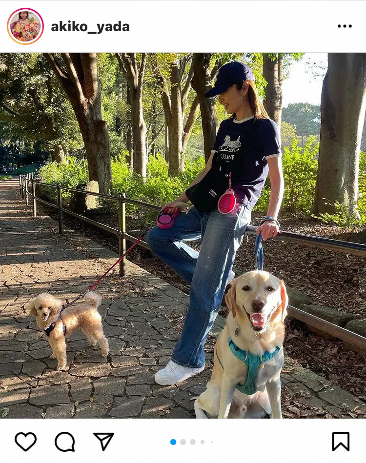 【画像・写真】矢田亜希子　愛犬とお散歩コーデ披露　ファン「おしゃれ！」「格好いいです」