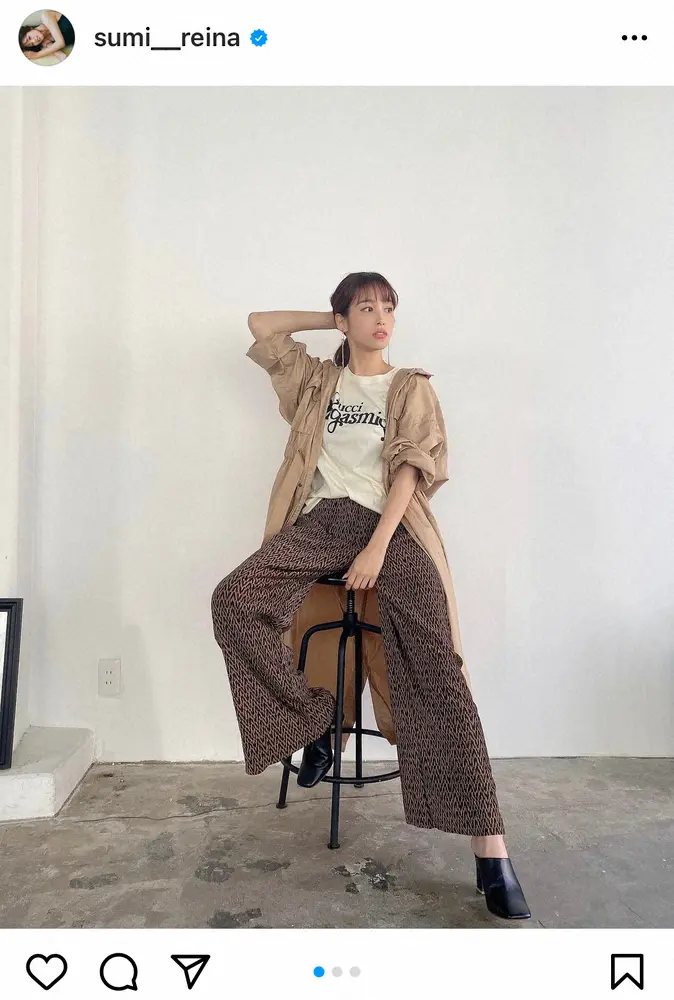 【画像・写真】鷲見玲奈アナ　ワイドパンツで“ゆるっと”秋コーデの私服姿…ファン「見惚れます」「スタイル良い」