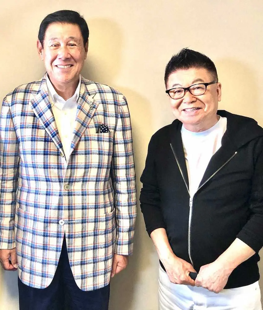 大谷翔平の「二刀流、30歳卒業」を提言した田淵幸一氏（左）とパーソナリティーの生島ヒロシ