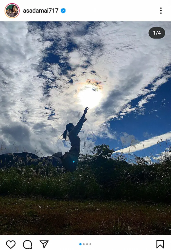 【画像・写真】浅田舞“吉兆”彩雲と神秘的なジャンプ写真披露に「神々しい」「幻想的」「すごいジャンプ力」の声