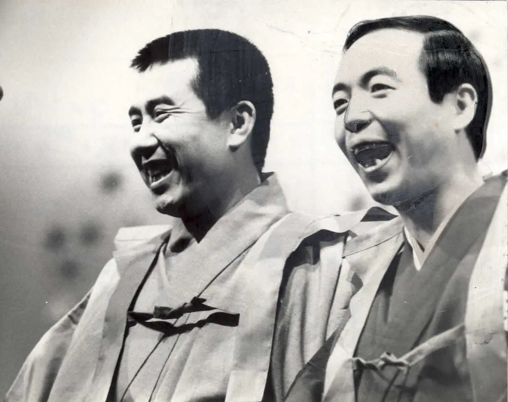 「コメディNo・1」の前田五郎さん（左）と坂田利夫（1972年10月撮影）