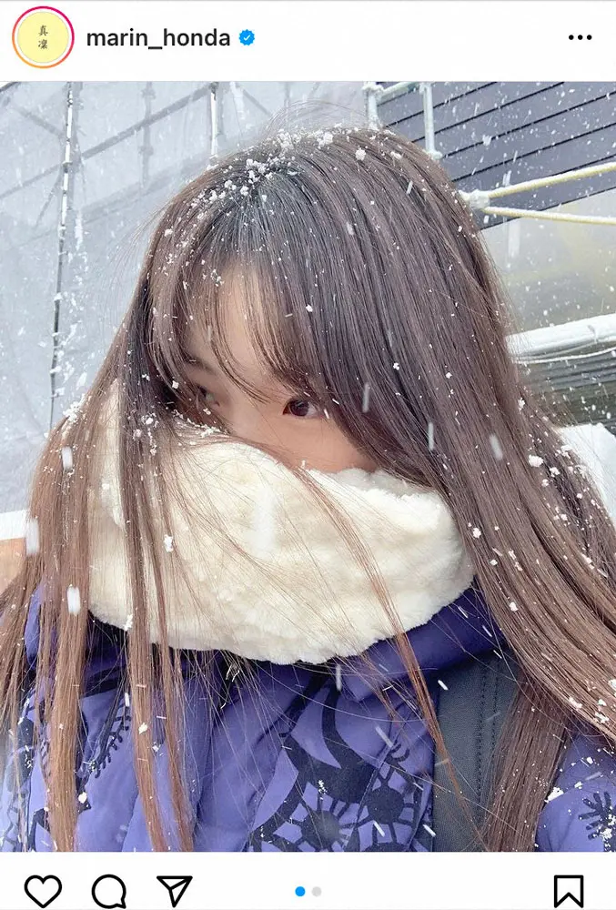 【画像・写真】本田真凜　雪との美の競演に「雪の女王」「雪の妖精」「本当に天使」「透明感が…」ため息の雪が降る