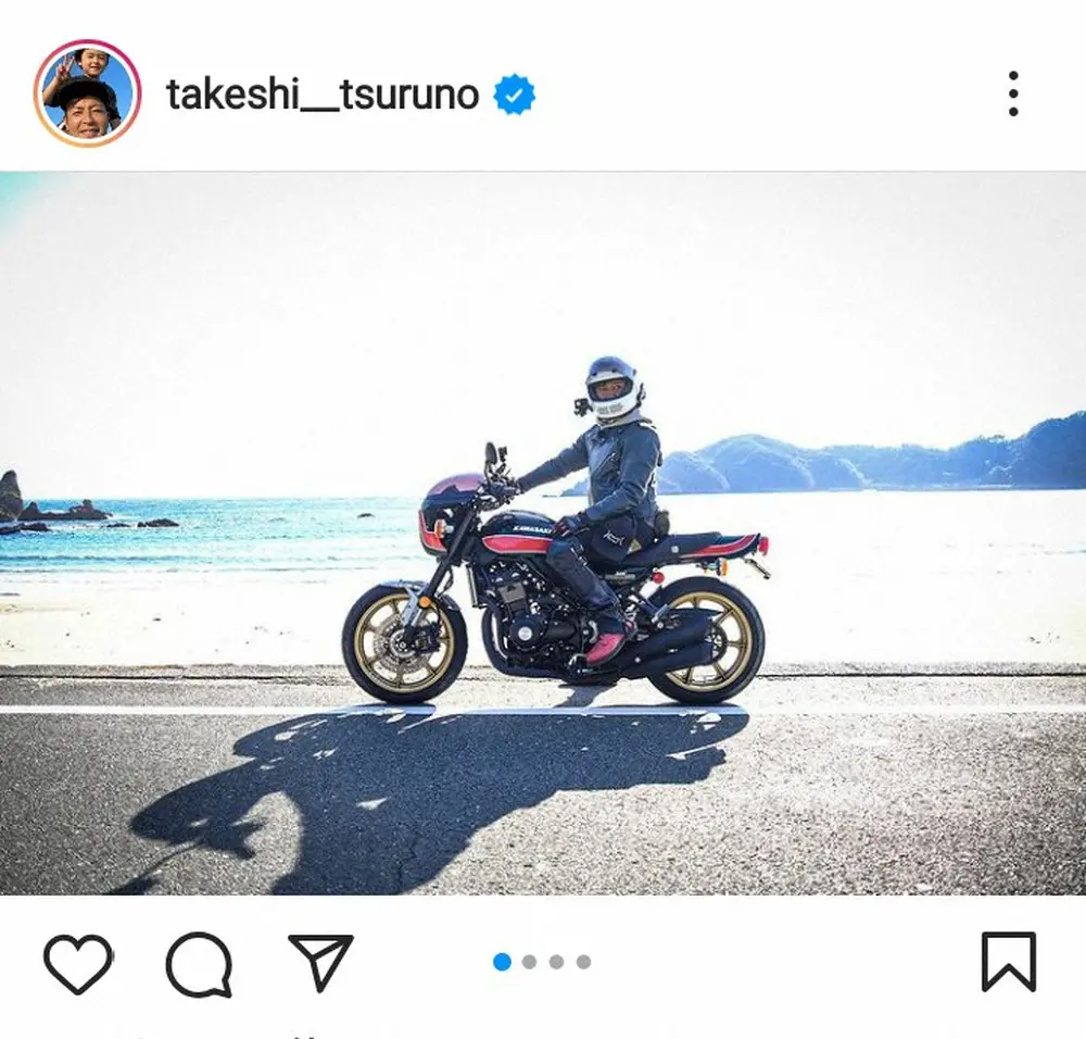 【画像・写真】つるの剛士　愛車カワサキ「Z900RS」との旅ショット公開に「カッコいい」「最高の相棒ですね」の声