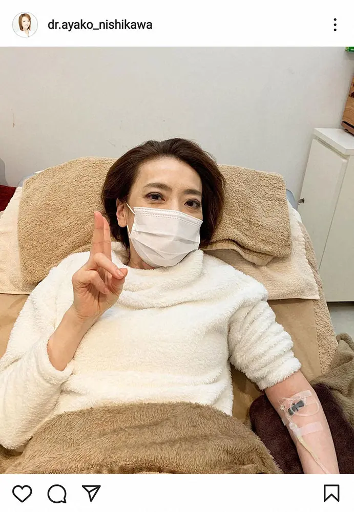 【画像・写真】右脳内出血から回復目指す西川史子　「ダメージを受けた細胞を修復」のため幹細胞培養上澄み液点滴を報告