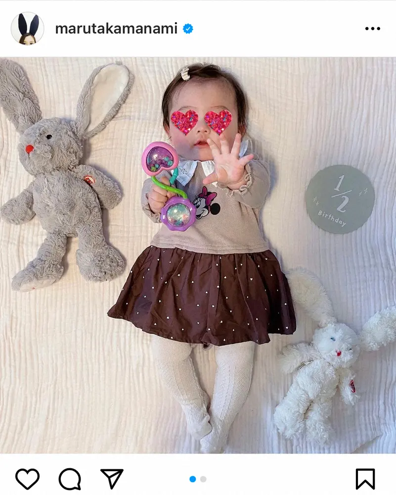 【画像・写真】丸高愛実　次女の写真とともに「祝6ヶ月　ハーフバースデー」を報告　「美人さん」「成長楽しみ」の声